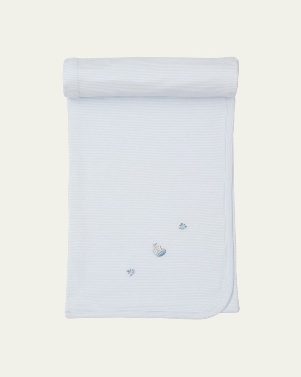 Boy's CLB Striped Hand-Embroidered Baby Blanket