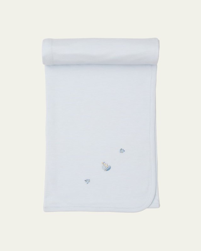 Boy's CLB Striped Hand-Embroidered Baby Blanket