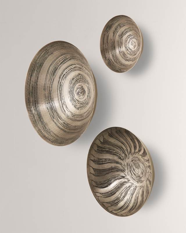 Sun Etched Wall Bowls, Set of 3