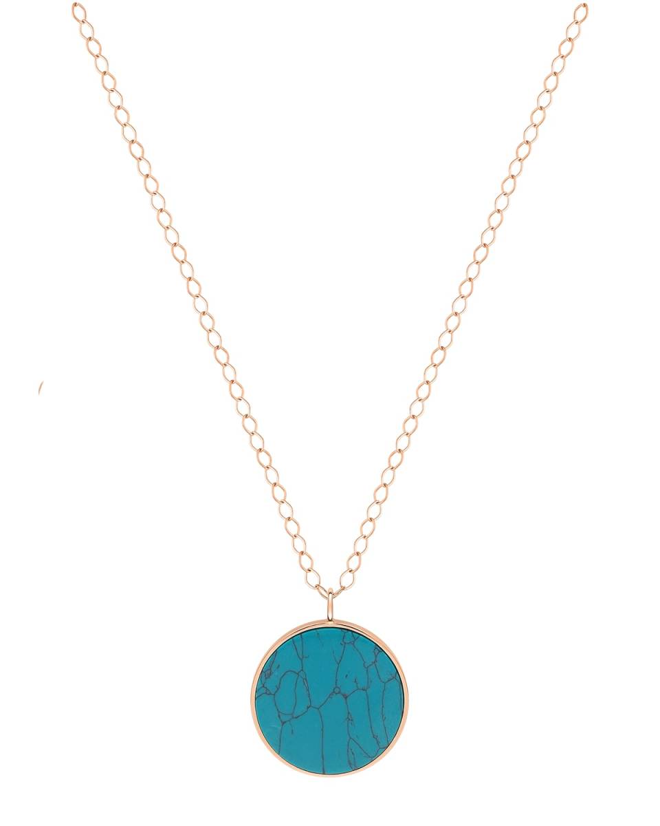 18k Rose Gold Jumbo Ever Disc Necklace in Turquoise