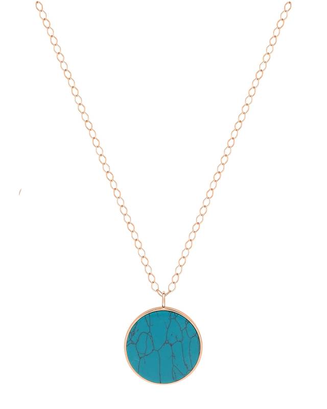 18k Rose Gold Jumbo Ever Disc Necklace in Turquoise