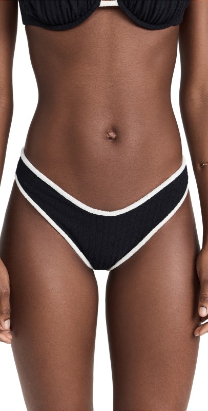 Montce Montce x Olivia Binded Lulu Bikini Bottoms Black/Cream Terry Rib