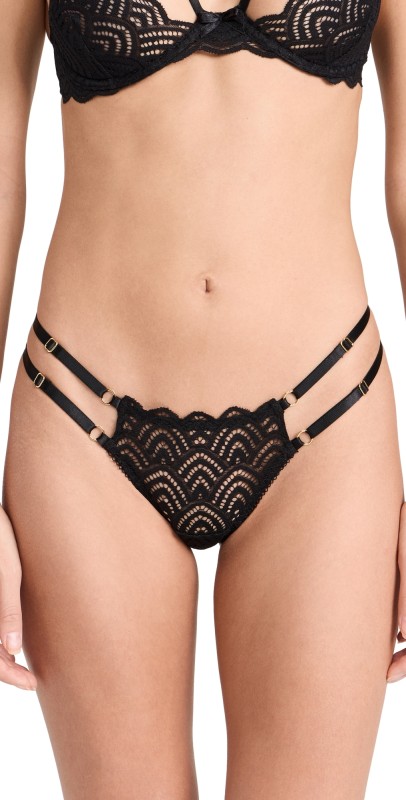 Hanky Pankytrappy Lace Thong Black