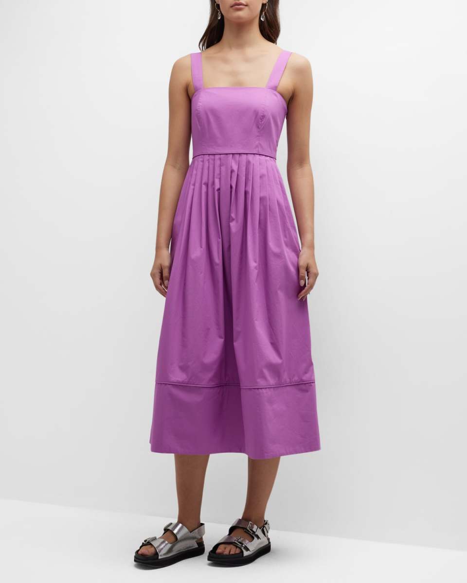 Pleated A-Line Midi Dress