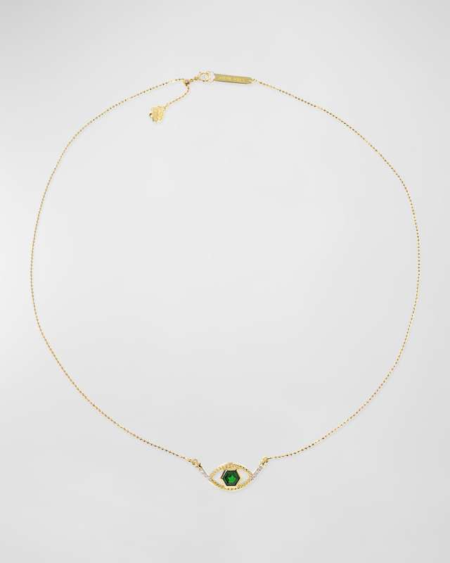 Hexagon Evil Eye Pendant Necklace
