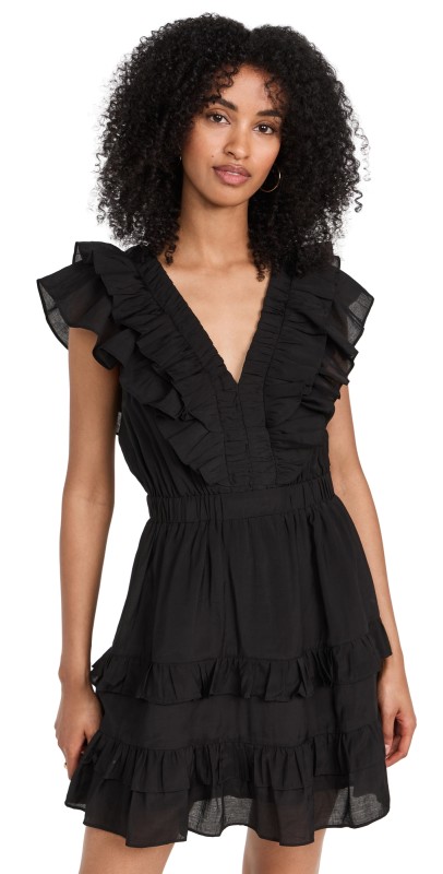 endless rose Ruffle Detail Mini Dress Black