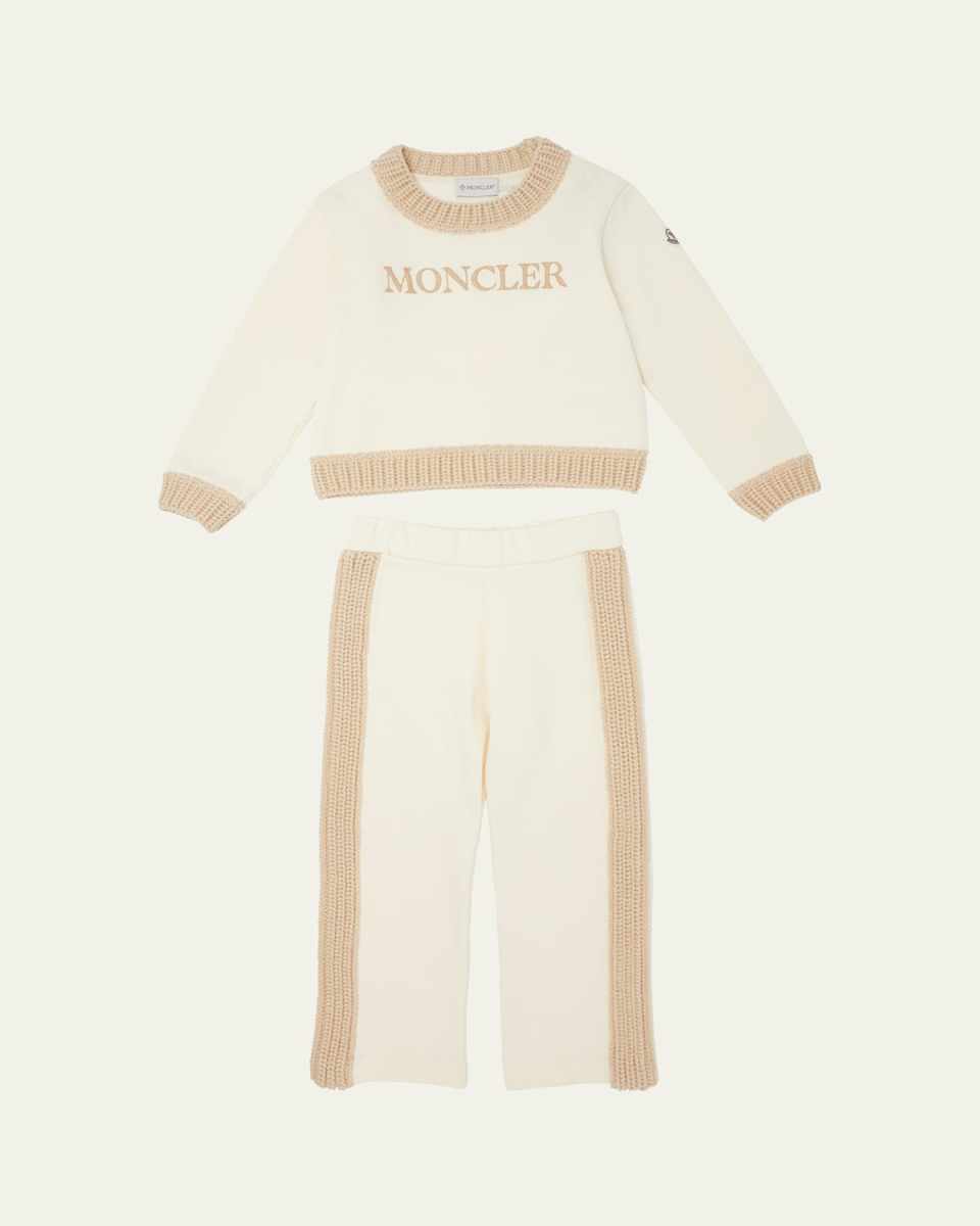 Girl's Embroidered Logo-Print Knit Trim Set, Size 4-