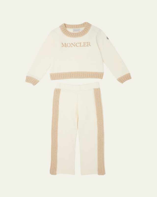 Girl's Embroidered Logo-Print Knit Trim Set, Size 4-