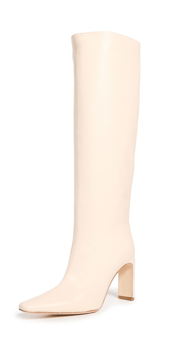 STAUD Wally High Heel Boots Cream