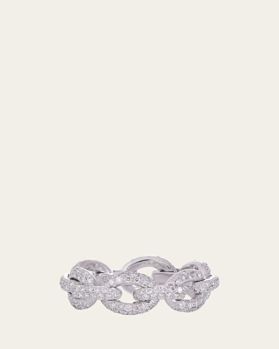 18K White Gold Oval Link Ring, Size