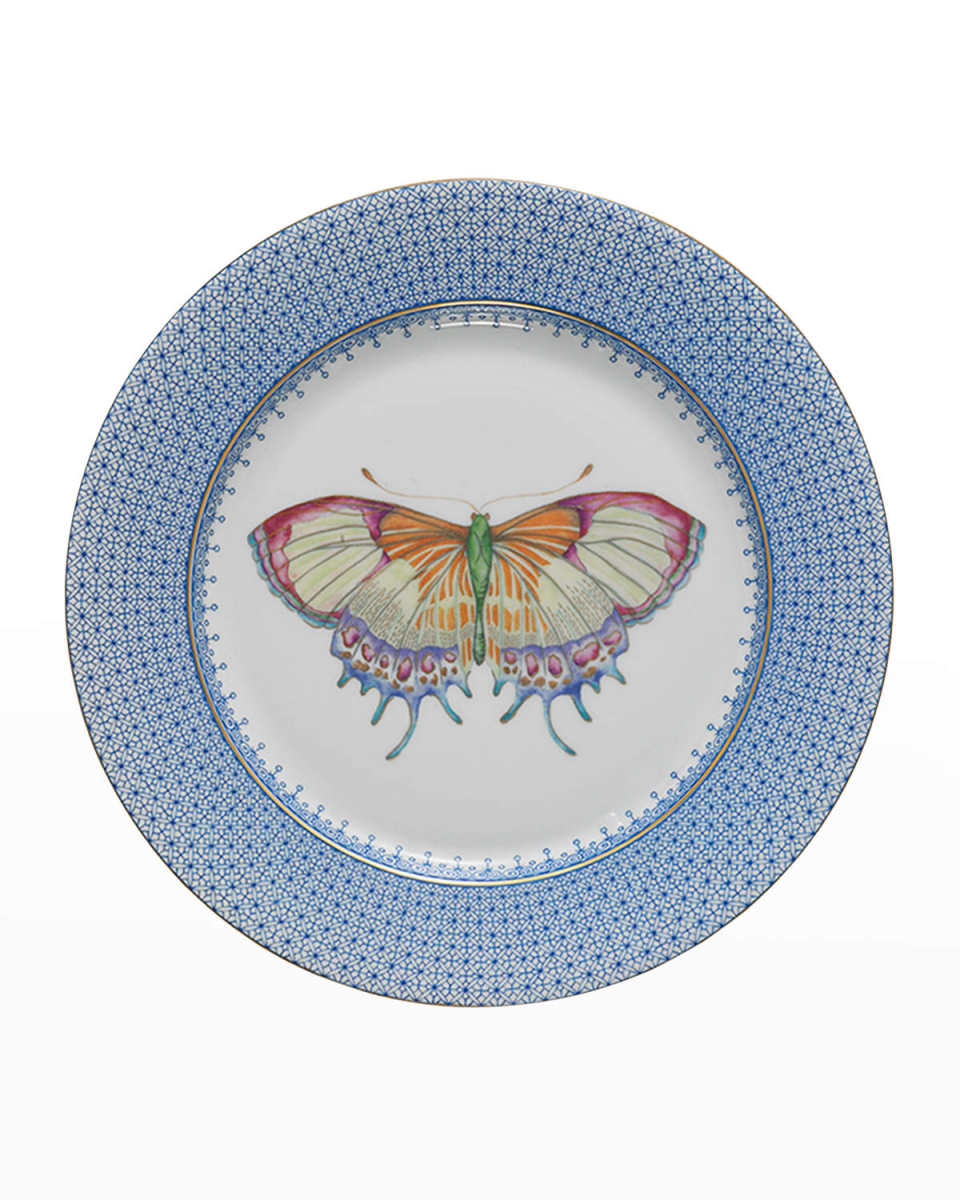 Cornflower Lace Dessert Plate with Butterfly Center