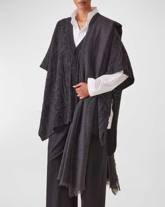 Extra Wide Sleeveless Tabard Cashmere Cardigan