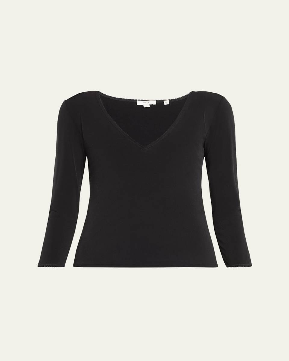 Lingerie Trim 3/4-Sleeve Shirt