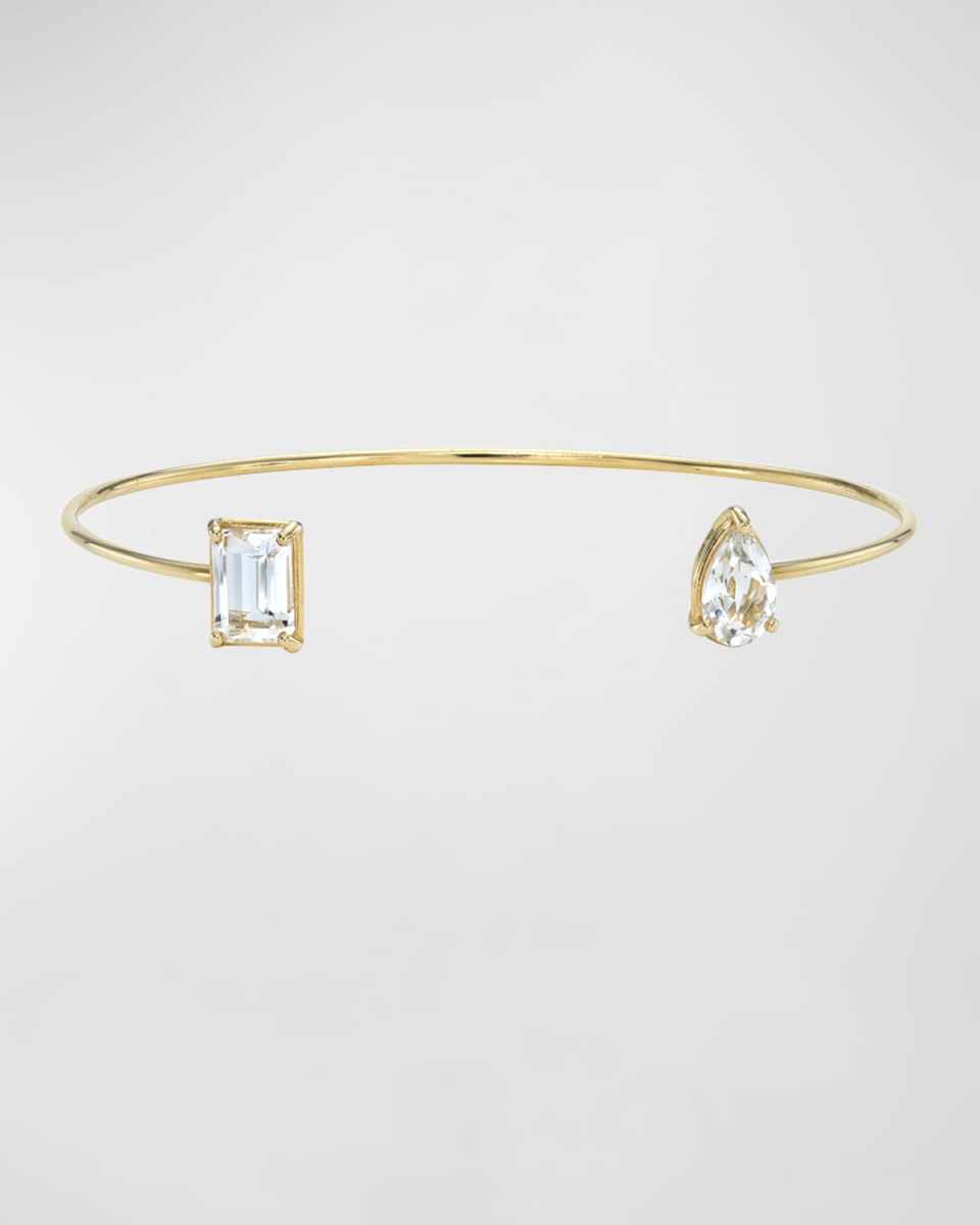 White Topaz Toi et Moi Cuff Bracelet