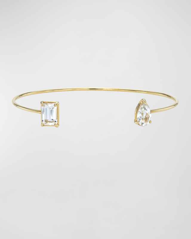 White Topaz Toi et Moi Cuff Bracelet