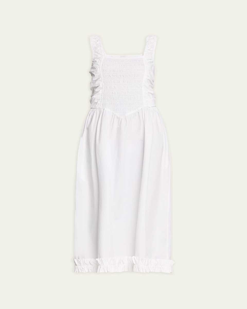 Strappy Cotton Poplin Midi Smock Dress