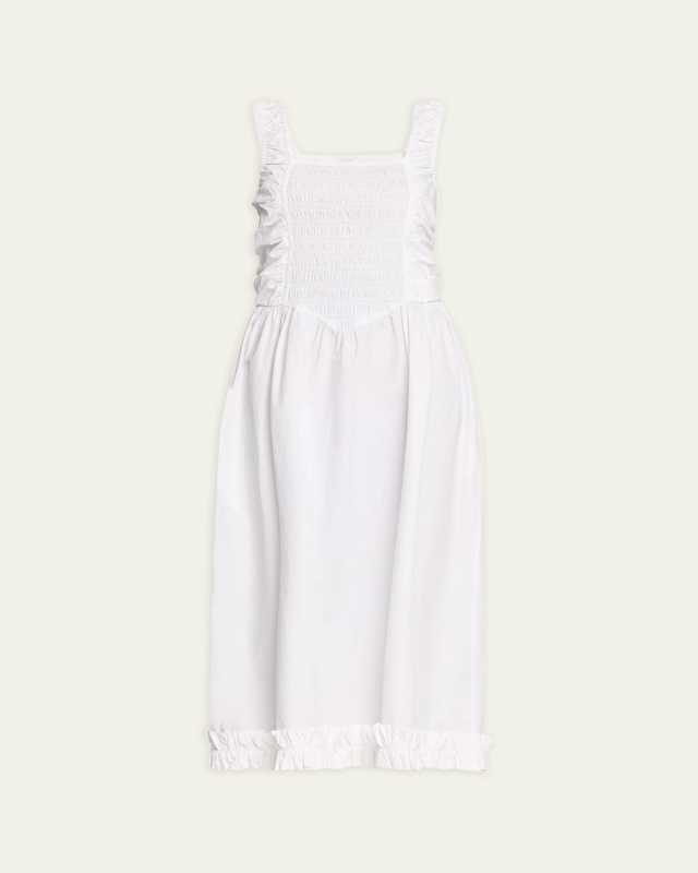 Strappy Cotton Poplin Midi Smock Dress