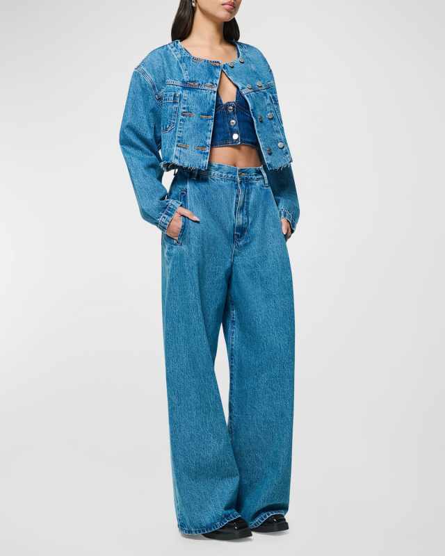 Raven Pleated Wide-Leg Jeans