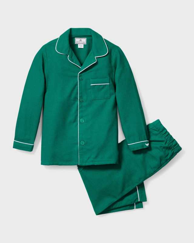 Kid's Flannel Forest Green 2-Piece Pajama Set, Size 6M-14