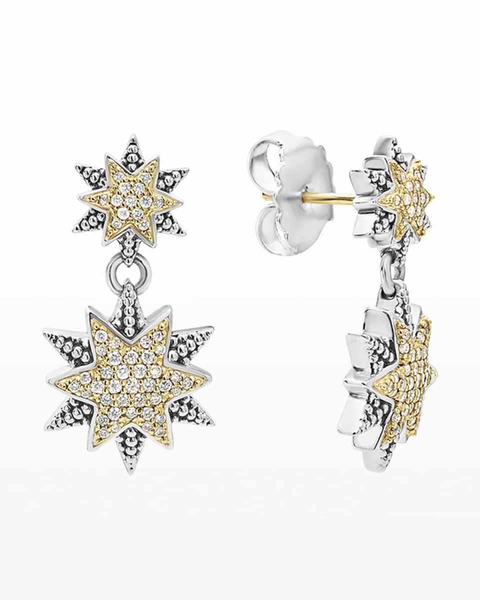 Diamond Double-Star Drop Earrings