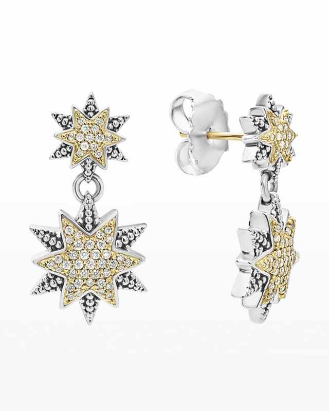 Diamond Double-Star Drop Earrings