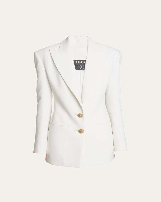2-Button Crepe Fitted Blazer