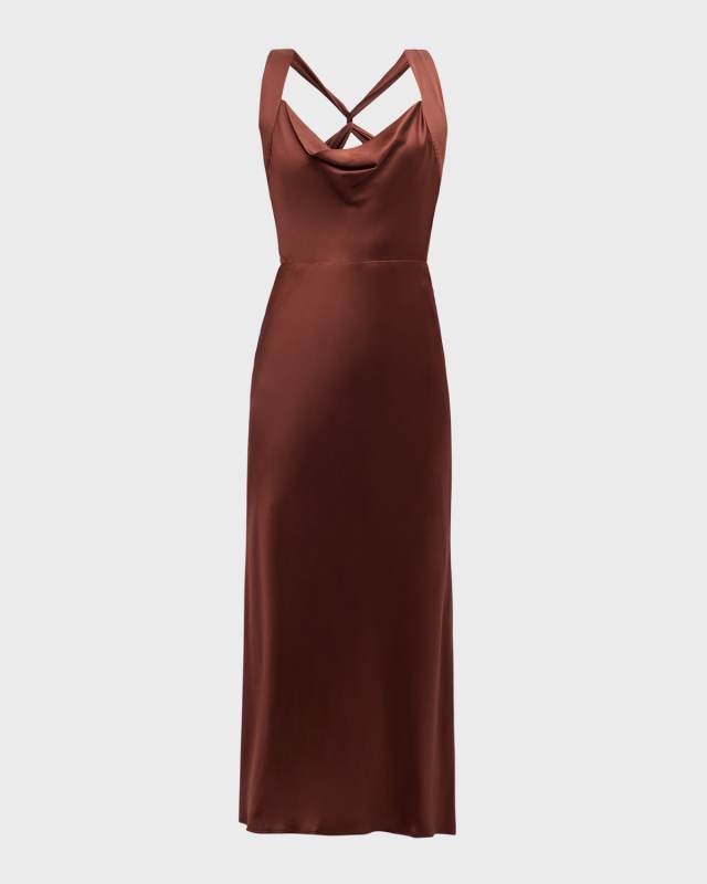 Marcle Sleeveless Cowl-Neck Midi Dress
