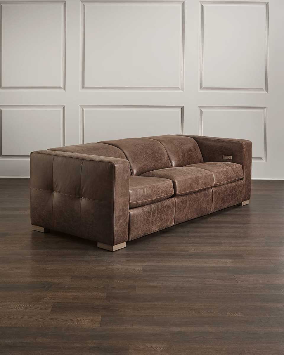 Arrezio Leather Power Motion Sofa 103"