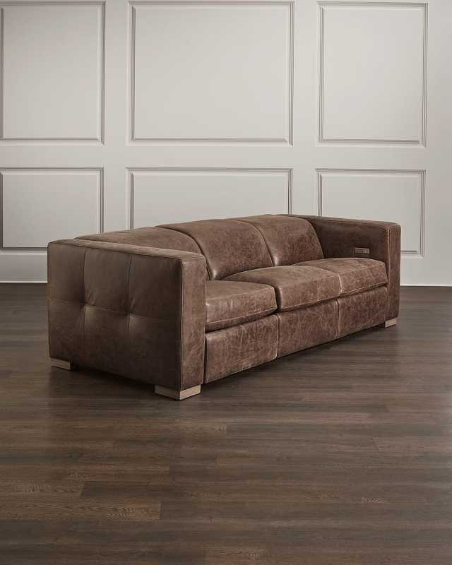 Arrezio Leather Power Motion Sofa 103"