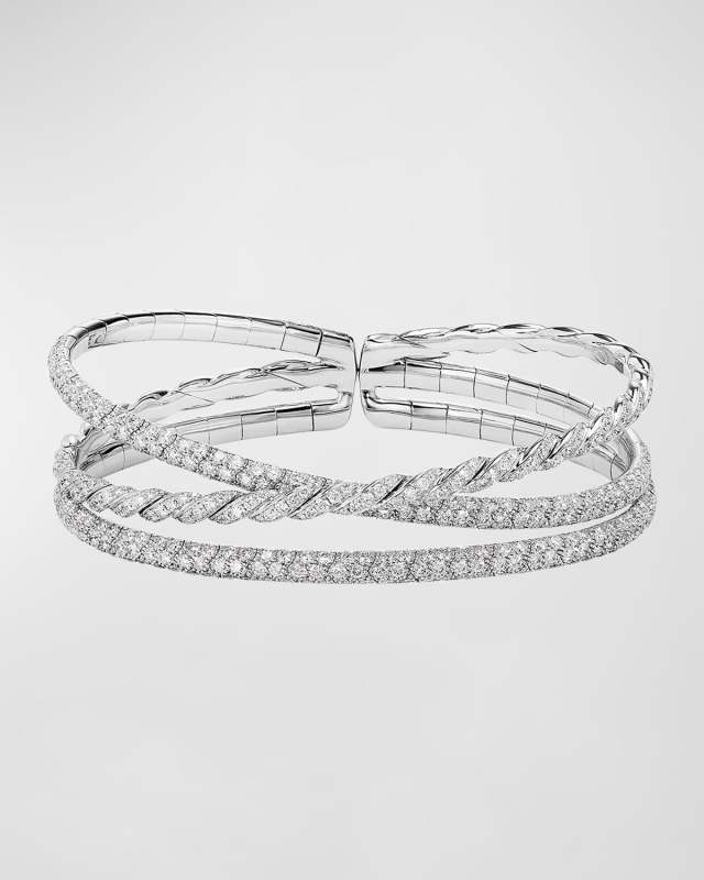 Sculpted Cable Flex 3-Row Bracelet in 18K White Gold, 21