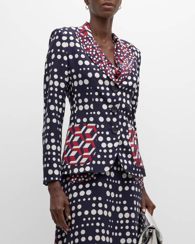 Red White and Blue Mash Up Blazer Jacket
