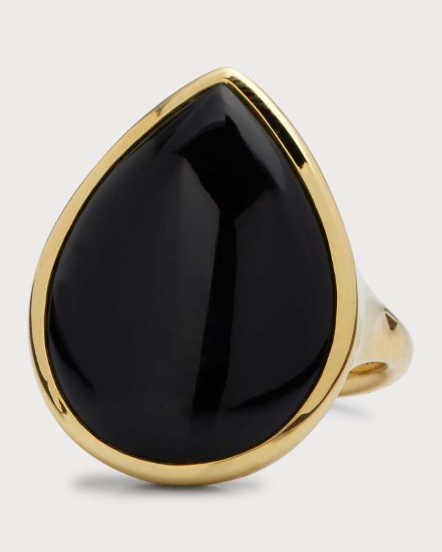 18K Polished Rock Candy Medium Teardrop Ring in Onyx; Size