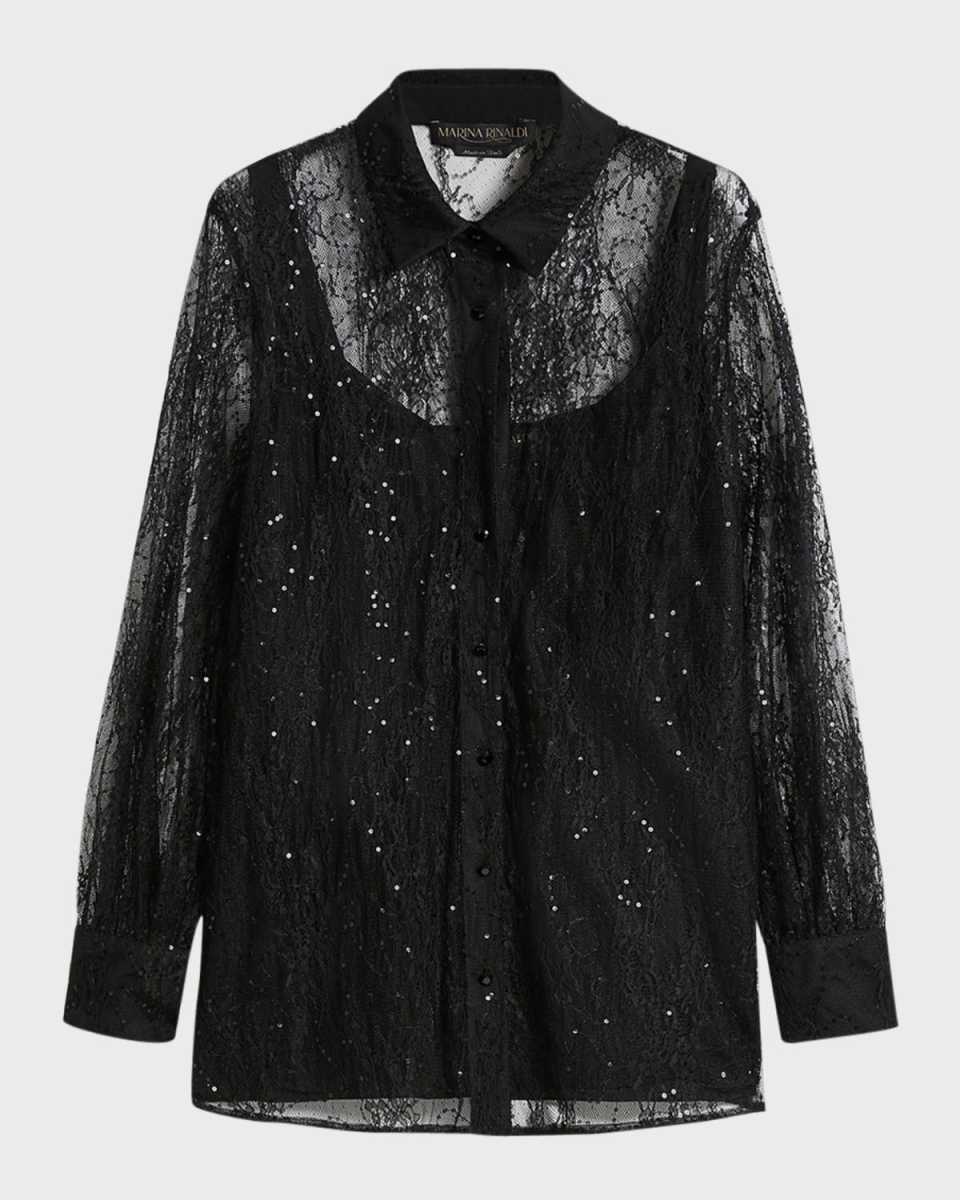 Plus Size Ideo Sequin Lace Blouse