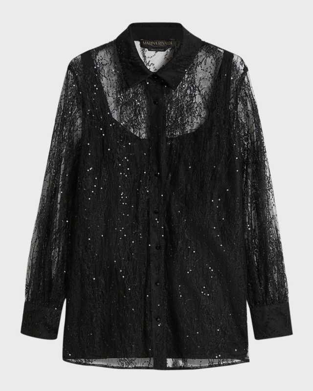 Plus Size Ideo Sequin Lace Blouse