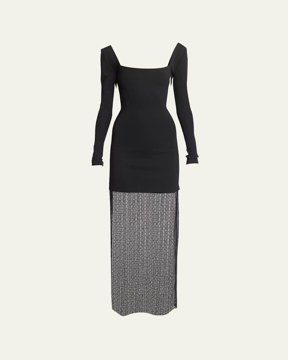4G Semi-Sheer Long-Sleeve Dress