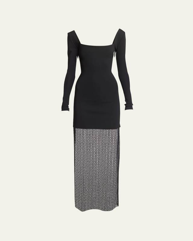 4G Semi-Sheer Long-Sleeve Dress