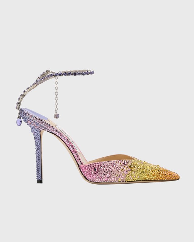 Saeda Ombre Crystal Ankle-Strap Pumps