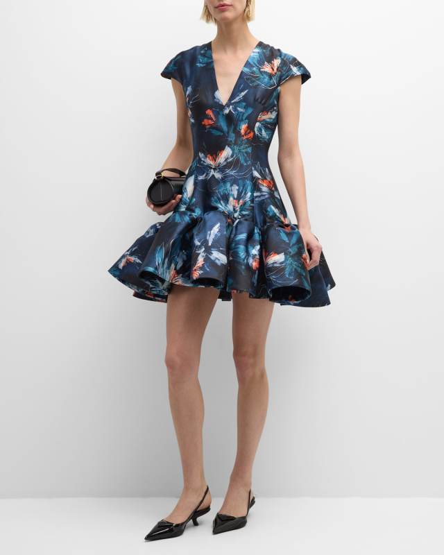 Floral Print Flared Mini Dress