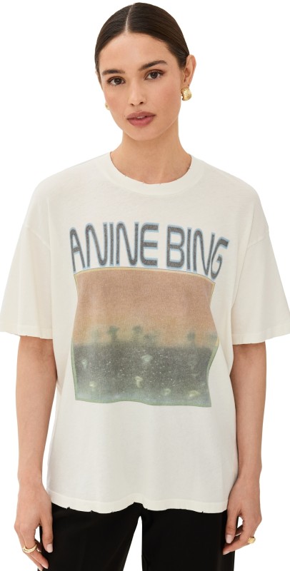 ANINE BING Cade Mushrooms Tee Off White