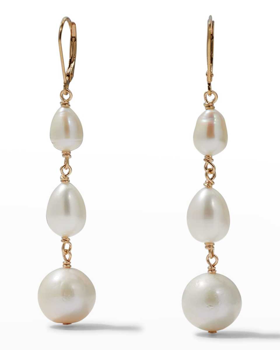 Triple Pearl Lever Back Earrings
