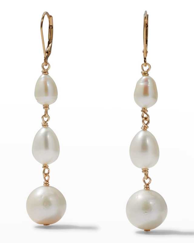 Triple Pearl Lever Back Earrings
