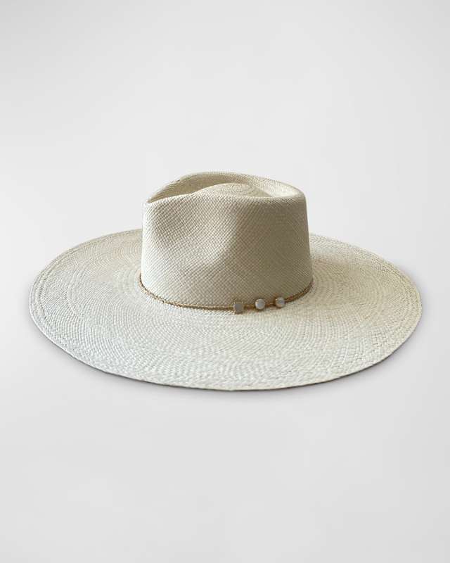 Ella Straw Fedora With Mother of Pearl Chain