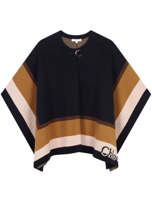 logo-jacquard knitted cape