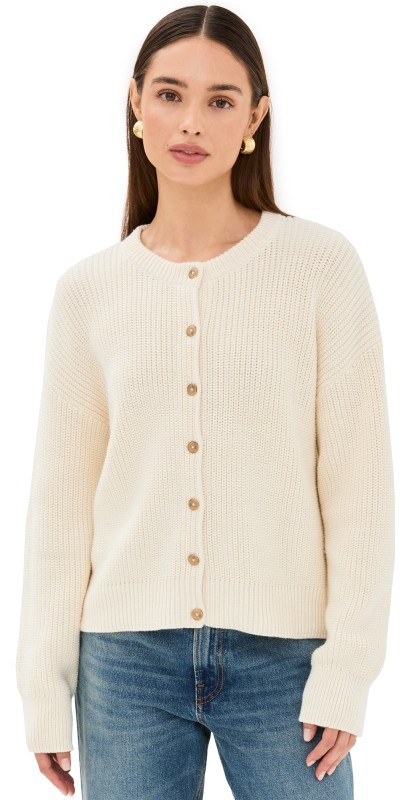 Jenni Kayne Hayes Crew Neck Cardigan Ivory