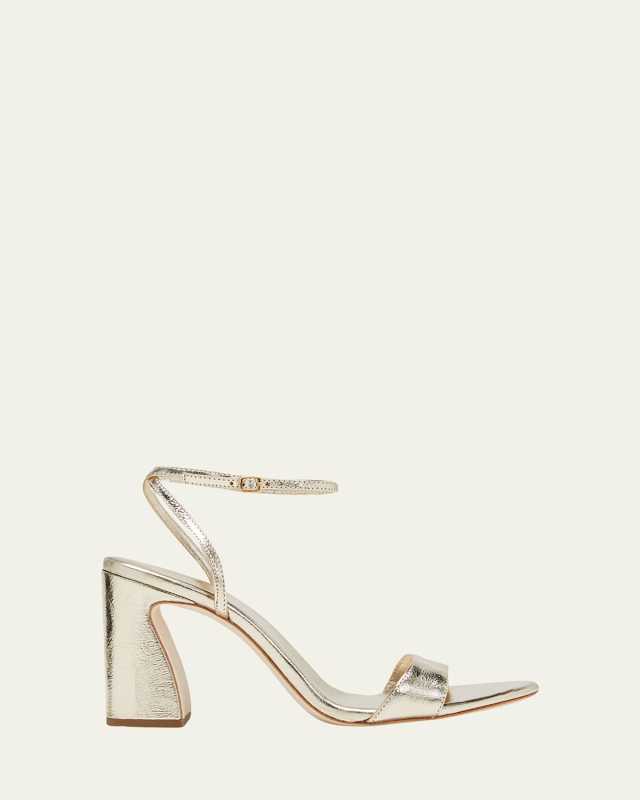 Malia Metallic Leather Block-Heel Sandals