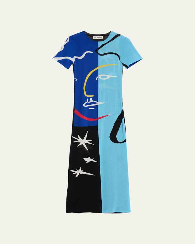 Sharon Abstract Short-Sleeve Midi Dress