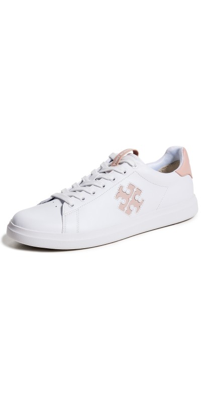 Tory Burch Double T Howell Court Sneakers Titanium White / Shell Pink