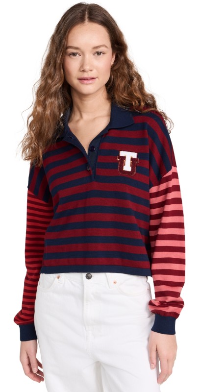 The Upside Bamford Sloane Crop Polo Stripe