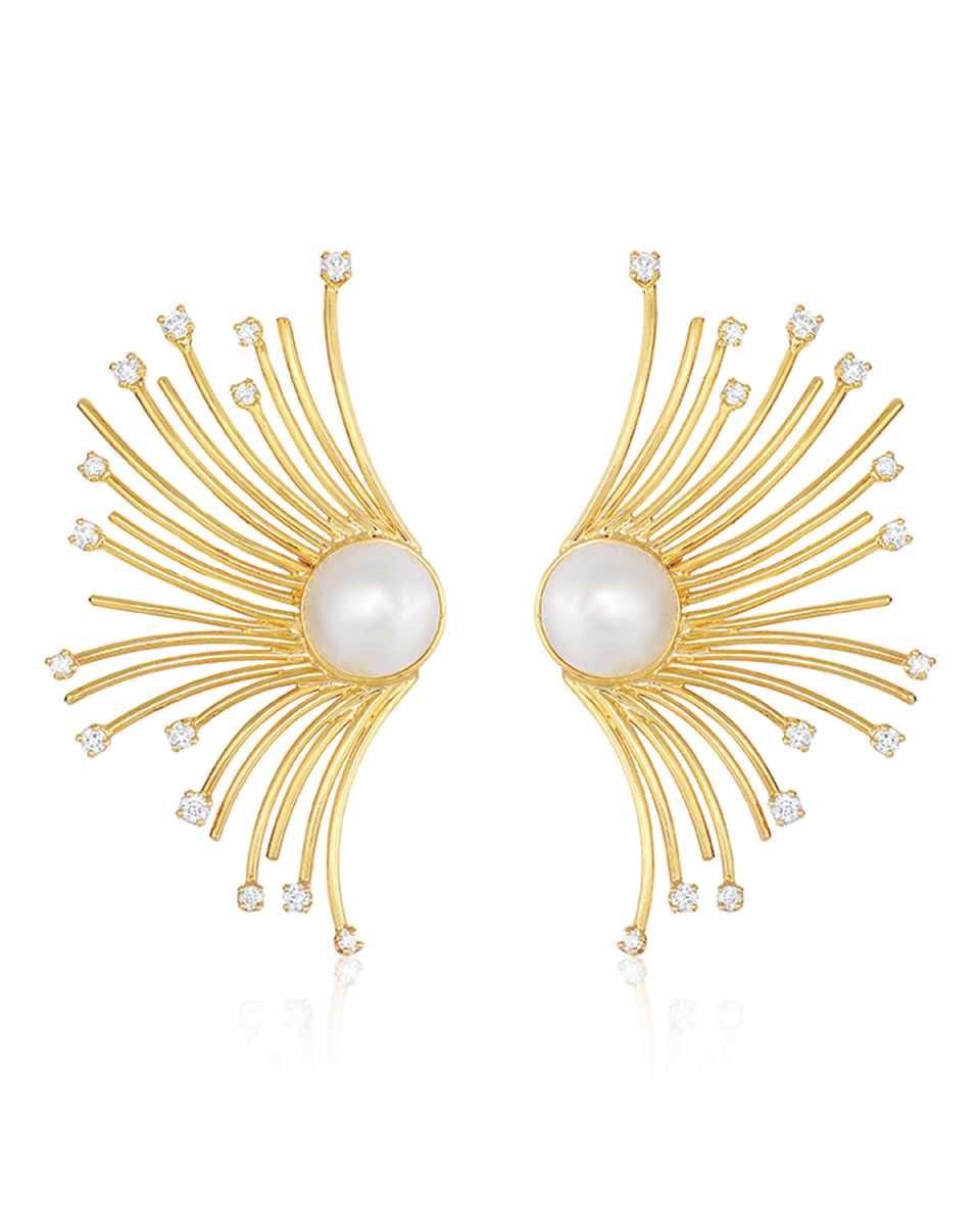 Eyelash Ear Climbers with Diamonds and Pearls