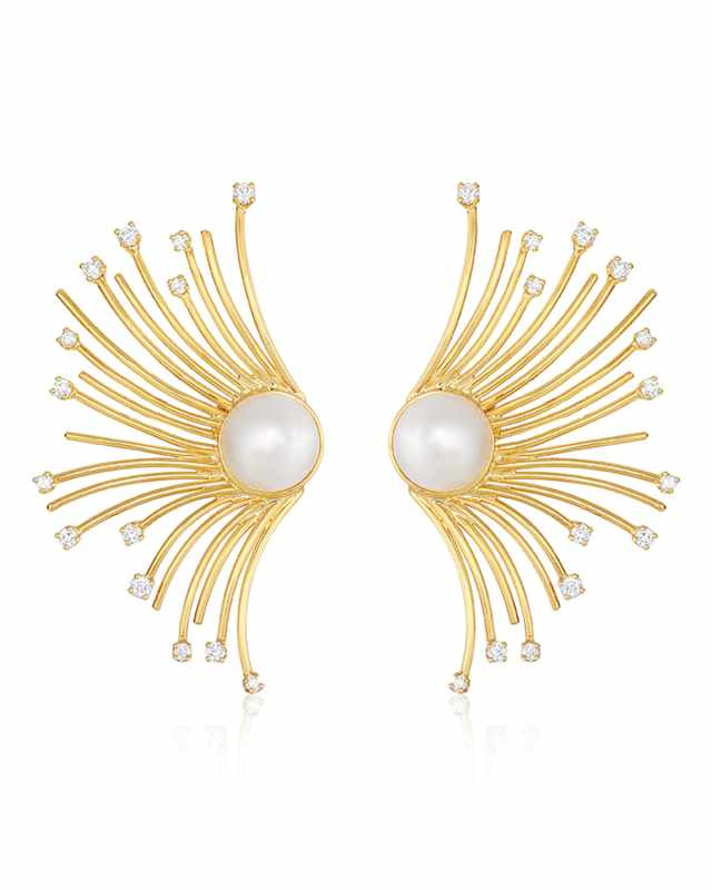 Eyelash Ear Climbers with Diamonds and Pearls